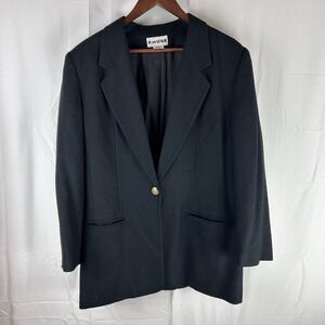 Joan Leslie Vintage Women's Blazer Jacket Size 14W Black Wool Nylon Blend
